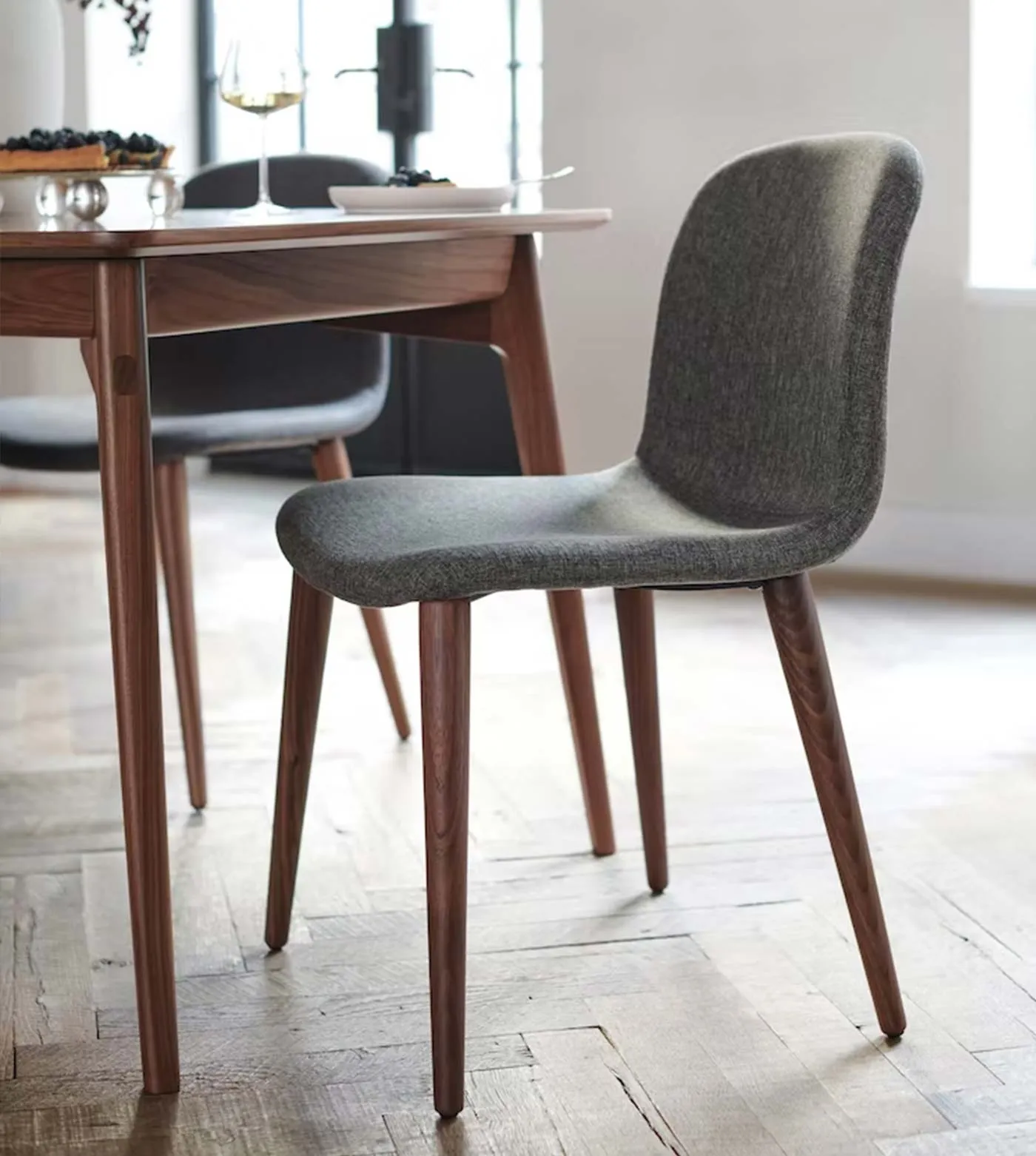 Bacco fabric and wood chair