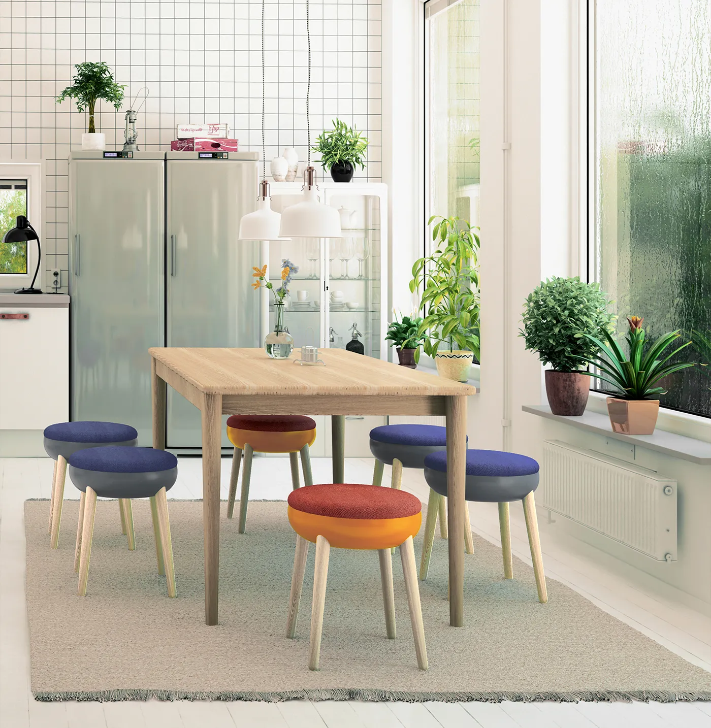 Pokè chair in fabric and wood
