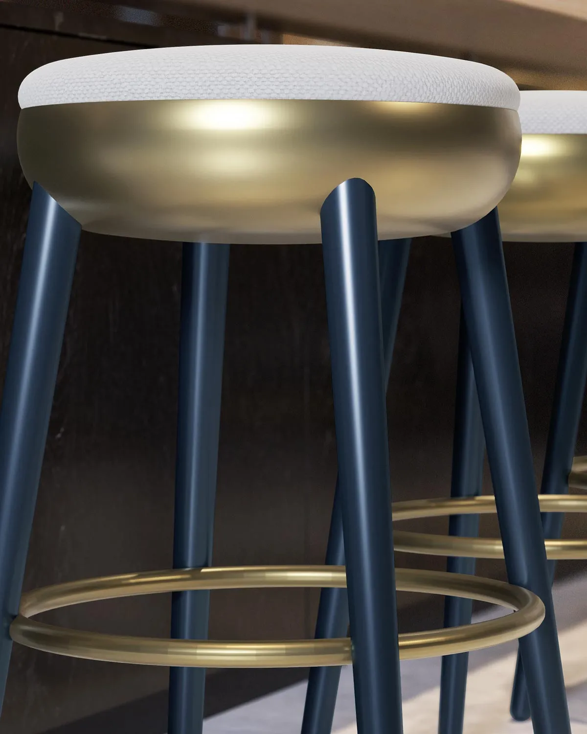 Pokè stool in fabric and wood