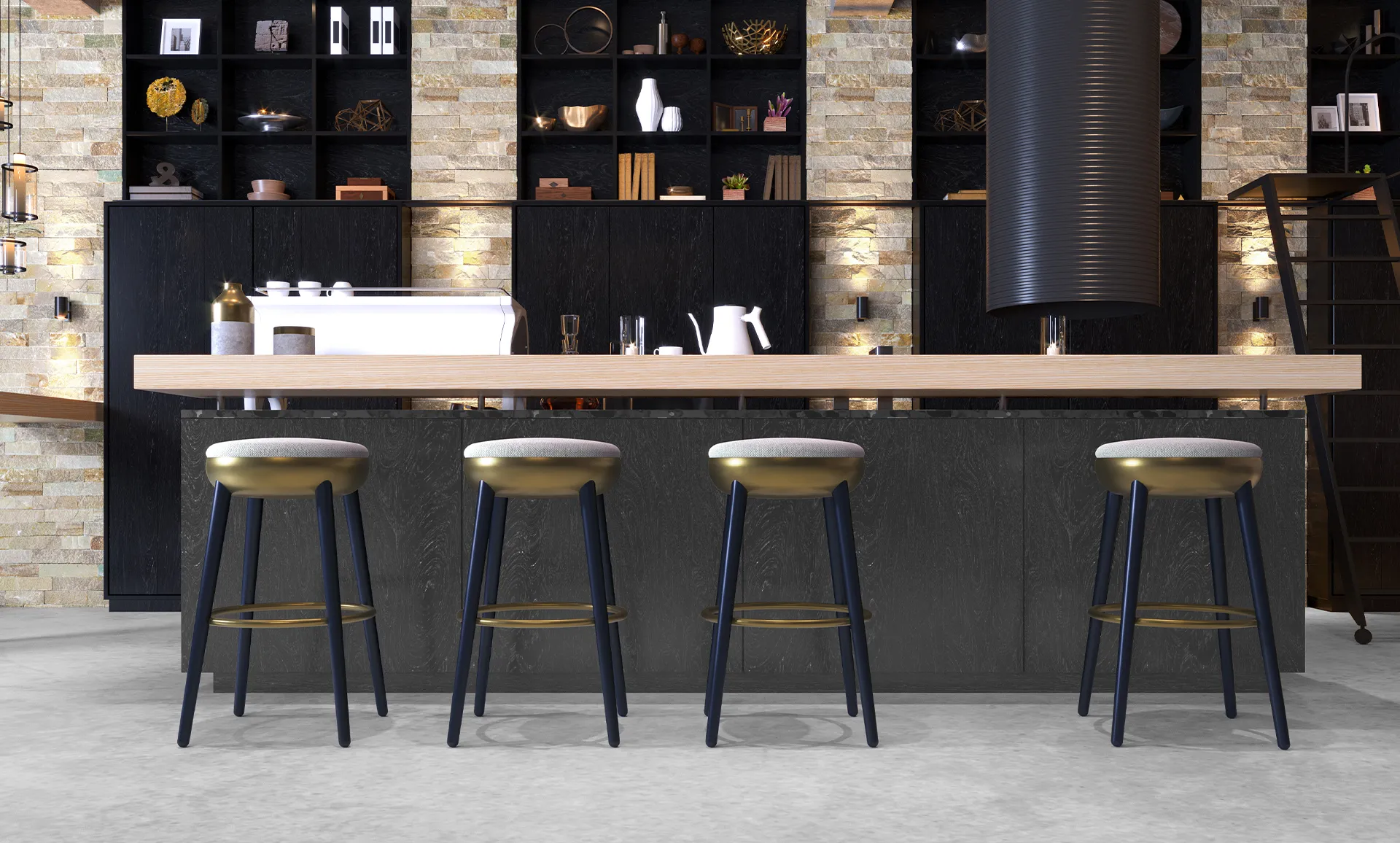 Pokè stools in fabric and wood
